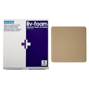 Livingstone Liv-Foam Silicone Foam Adherent Dressing 10 x 10cm Borderless 5 Pieces/Box - Brown x15