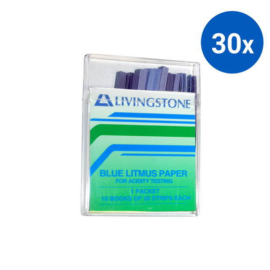 Livingstone Litmus Biodegradable Paper Blue for Acidity Testing 200 Tests/Pack - Blue x30