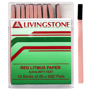Livingstone Litmus Paper Red Alkalinity Test 200 Strips/Vial - Red x30