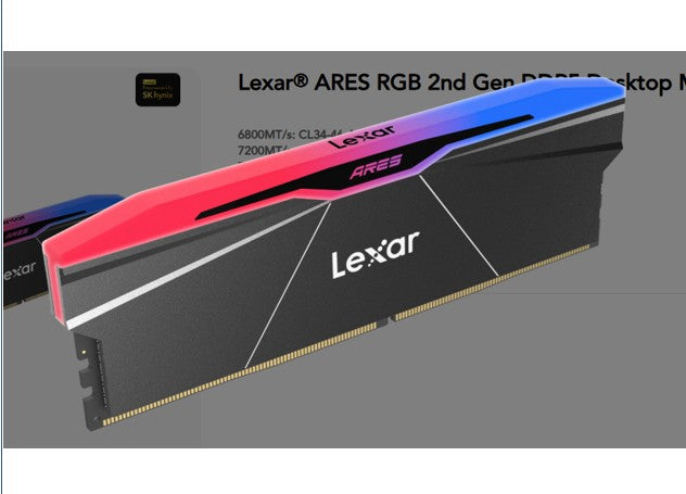 Lexar ARES 2nd Gen DDR5 7600 48GB (24GBx2) RGB Black Dual Pack – Black