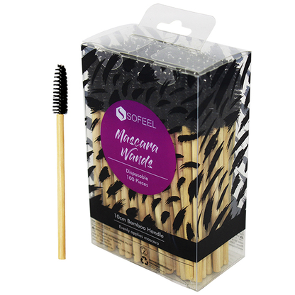 Sofeel Mascara Wand Bamboo 4mm x 102mm Disposable 100/Pack - Black x20