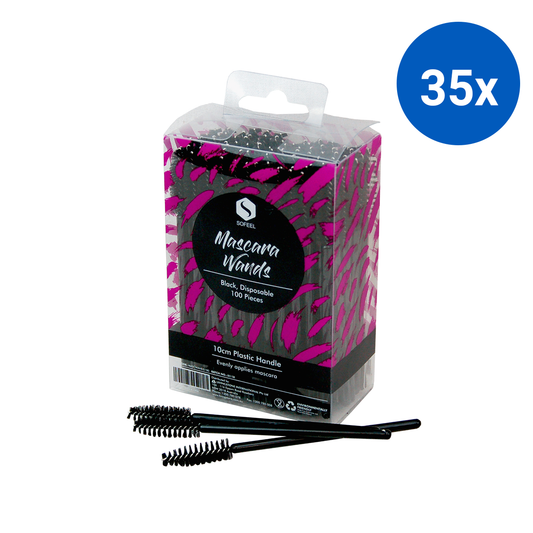 Sofeel Disposable Mascara Wands Plastic 4mm diameter handle 100/Pack - Black x35