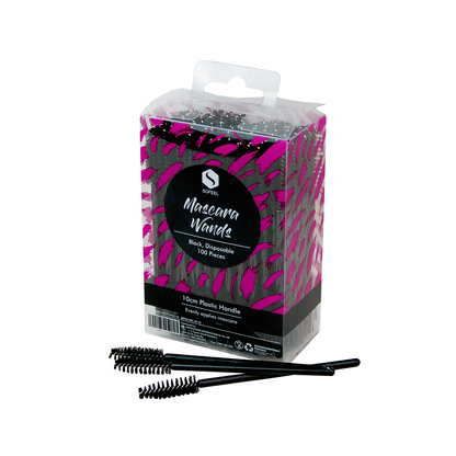 Sofeel Disposable Mascara Wands Plastic 4mm diameter handle 100/Pack - Black x35