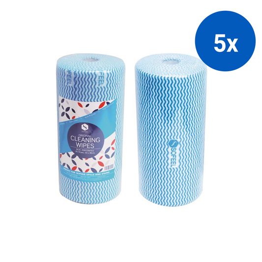 Sofeel Original Microfibre Heavy Duty Super Cleaning Wipes 30cm HACCP 85/Roll 6/Carton - Blue x5