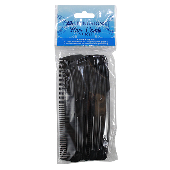 Livingstone Men's Comb Polypropylene 125mm 5/Pack - Black x185