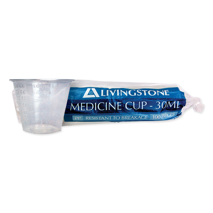 Livingstone Medicine Medication Measure Cup 30ml PP Grad 100/Bag 5000/Carton - Clear x5