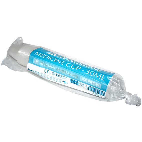 Livingstone Medicine Medication Measure Cup 30ml Recyclable Polypropylene Graduated 100/Bag - Clear x190