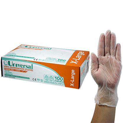 Universal Vinyl Examination Gloves 7.0g Extra Large 100/Box - Clear x70