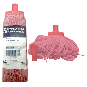 Livingstone Cotton Mop Head 350G 22MM Screw Type Floor Cleaning - Red x35