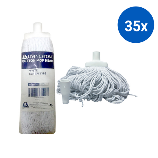 Livingstone Cotton Mop Head 350g 22mm Screw Type - White x35