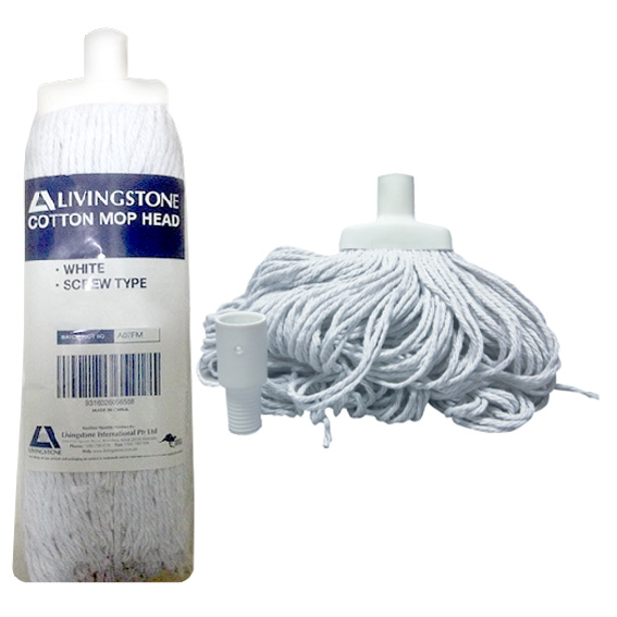 Livingstone Cotton Mop Head 350g 22mm Screw Type - White x35