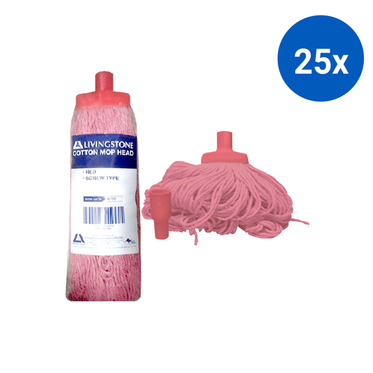 Livingstone Cotton Mop Head 500g 22mm Screw Type - Red x25