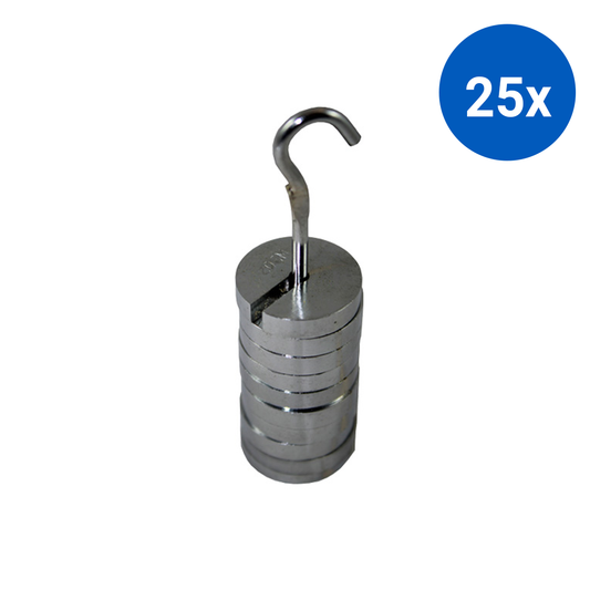 Slotted Mass Weight Stainless Steel On Carrier 9x 20 Grams 3mm Core Diameter 200 Grams Set - Silver x25