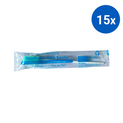 Livingstone Toothette Oral Mouth Swabs Treated with Sodium Bicarbonate 1/Pack 100/Box - Blue x15
