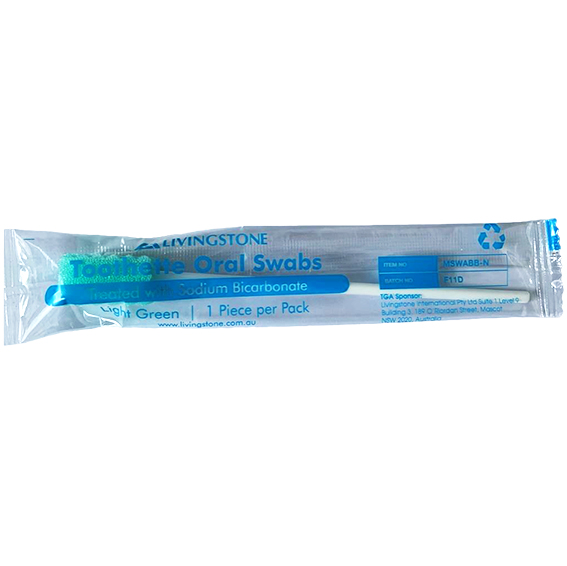 Livingstone Toothette Oral Mouth Swabs Treated with Sodium Bicarbonate 1/Pack 100/Box - Blue x15