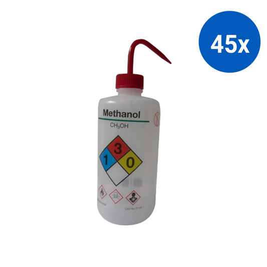 Livingstone Wash Bottle 500ml Labelled Methanol LDPE - White x45