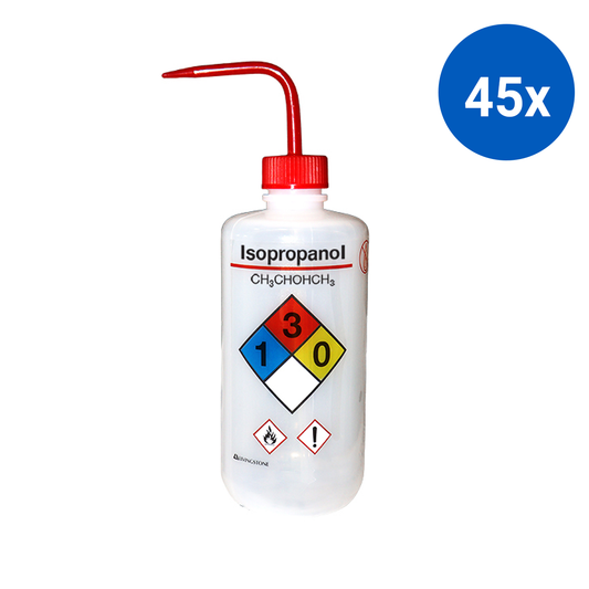 Livingstone Wash Bottle 500ml Labelled Isopropanol Recyclable LDPE - White x45