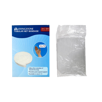 Livingstone Tubular Net Bandage Size C No. 2 Hand Flat Width: 18mm 7.5m (Unstretched) 25m (Stretched) 1 Roll/Box - White x20