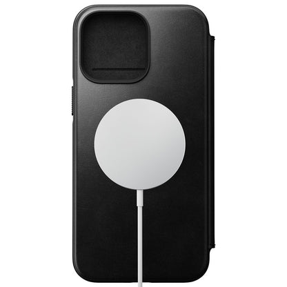 Nomad Modern Horween Leather Folio Case iPhone 14 Pro Max - Black