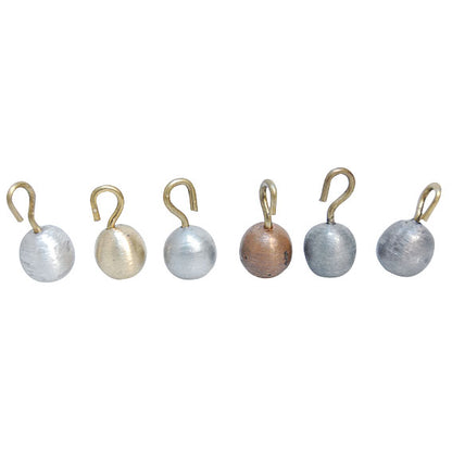 Pendulum Bob with Hook Round 13mm Assorted Metals 6 Pcs/Set - Silver x25