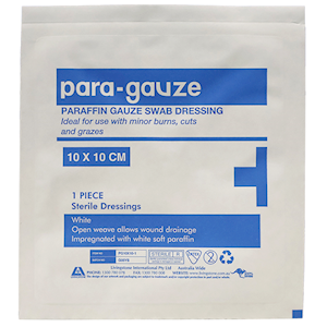 Livingstone Paraffin Gauze Swab Dressings 10x10 cm Sterile Single Pack 10/Box - White x60