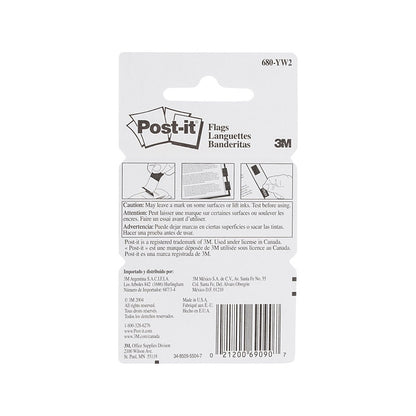 Post‑It Flags Yellow 25 x 43mm 2‑Pack Box of 6