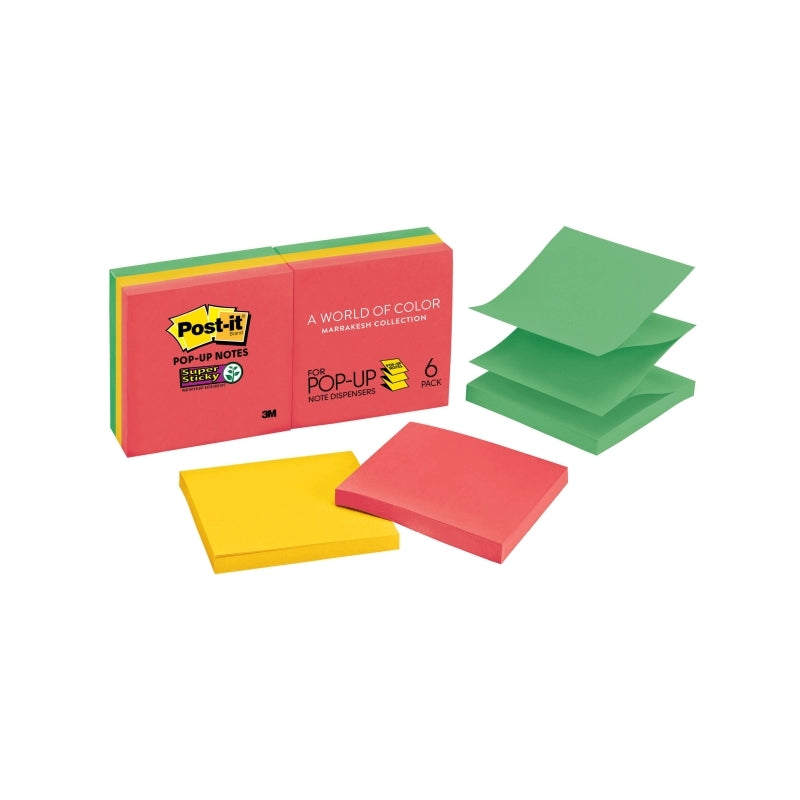 Post‑It Super Sticky Pop‑Up Notes Marrakesh 76 x 76mm 6‑Pack