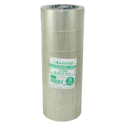 Universal Acrylic Packaging Tape 48mm x 75m 6/Pack - Clear x40