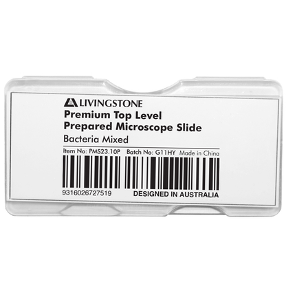 Livingstone Premium Top Level Prepared Slide Bacteria Mixed - Clear x25