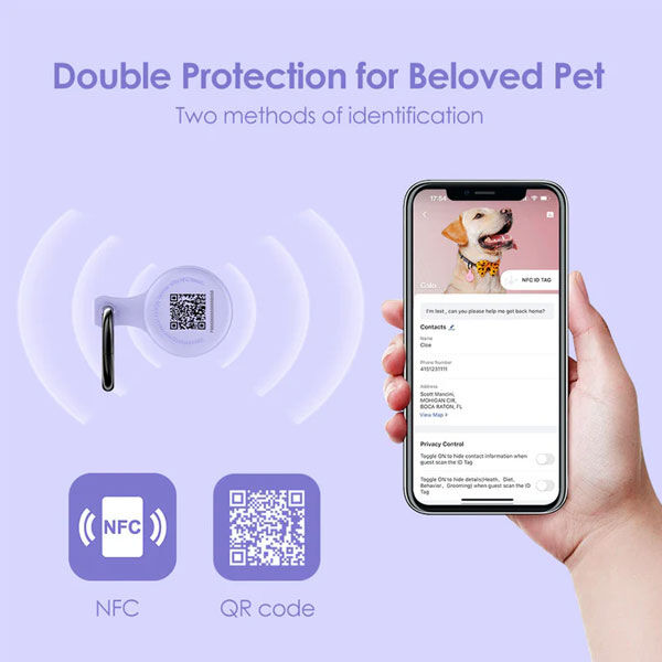 PawView Anti-Loss NFC & QR Code Pet ID Tag - White