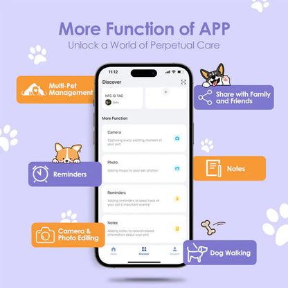 PawView Anti-Loss NFC & QR Code Pet ID Tag - White