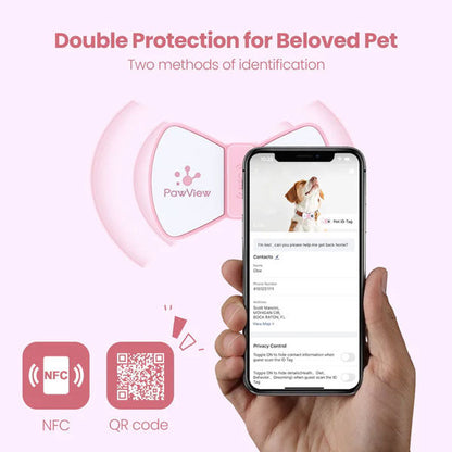 Pawview Bow Anti-Loss Smart Pet ID Tag with QR Code - Red
