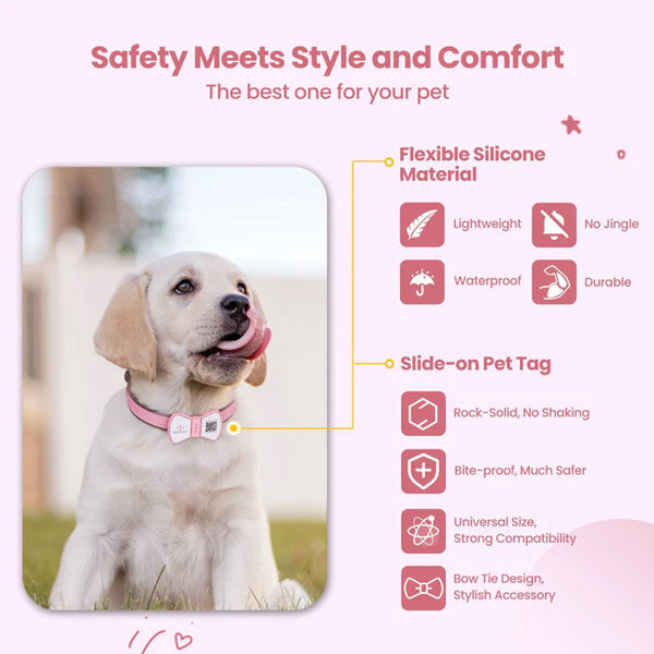 Pawview Bow Anti-Loss Smart Pet ID Tag with QR Code - Red