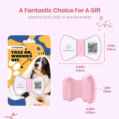Pawview Bow Anti-Loss Smart Pet ID Tag with QR Code - Red