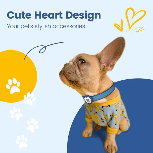 PawView Heart Anti-Loss Smart Pet ID Tag with QR Code - Blue