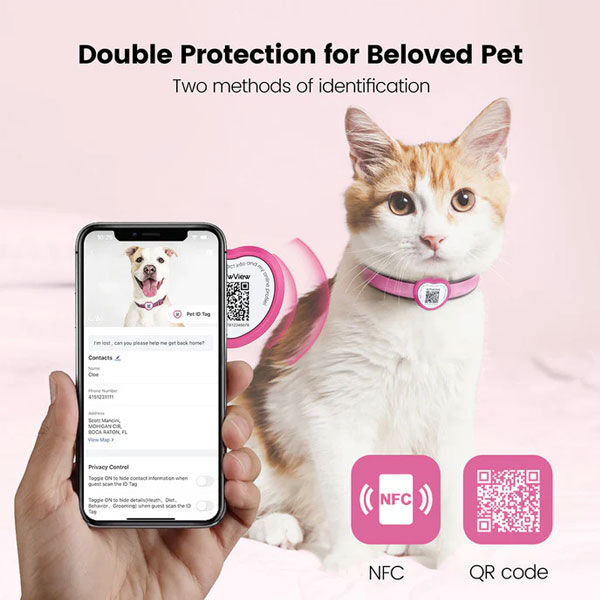 PawView Heart Anti-Loss Smart Pet ID Tag with QR Code - Black