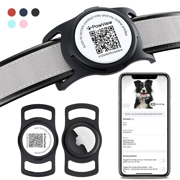 PawView AirTag Silicone Anti-Loss Protective Case - Black