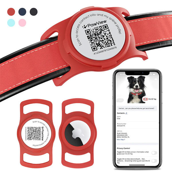 PawView AirTag Silicone Anti-Loss Protective Case - Red