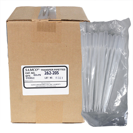 Samco Extra Long Transfer Pipettes 9 inch 6.0mL Sterile 20/Bag 400/Box - Clear x5