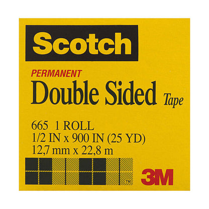 Scotch Double‑Sided Tape 665 12mm x 22.8m - 12 Rolls
