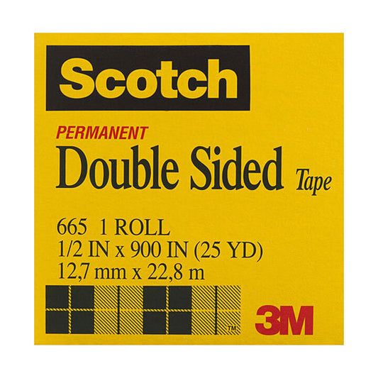 Scotch Double‑Sided Tape 665 12mm x 22.8m - 12 Rolls