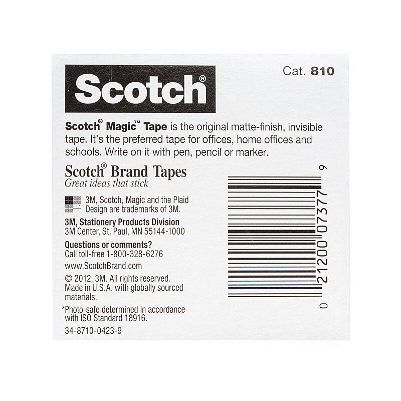 Scotch Magic Tape 810 12mm x 33m - 12 Box