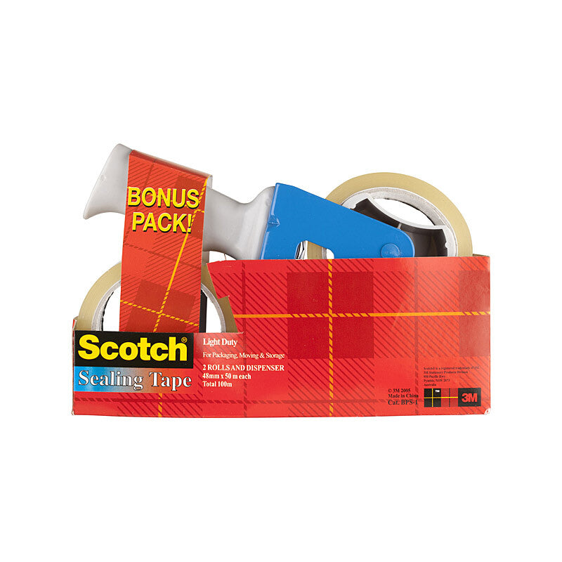Scotch Sealing Tape 1 Dispenser and 2 Packaging Tape Rolls