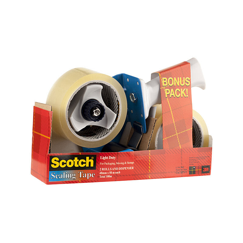 Scotch Sealing Tape 1 Dispenser and 2 Packaging Tape Rolls