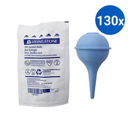 Livingstone Ear Syringe Suction Bulb and Nasal Aspirator 60ml Sterile Single Pouch - Sky Blue x130