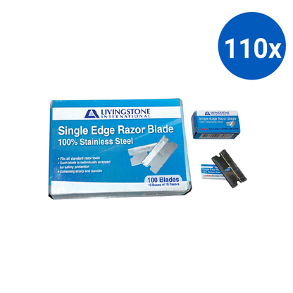 Livingstone Single Edge Razor Blades 100% Stainless Steel 10 Blades/Pack - Silver x110