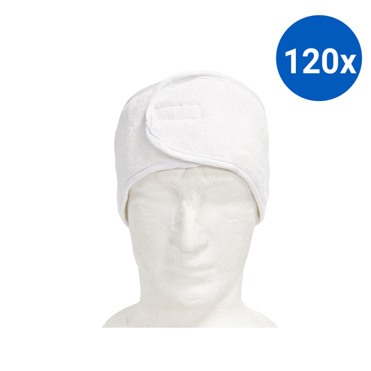 Sofeel Headbands Cotton Terry Towel Easy Fastening 10 x 67cm - White x120