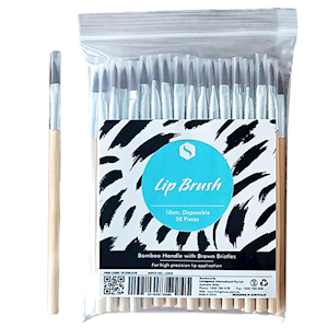 Sofeel Lip Brush 10cm Brown Bristle Biodegradable Bamboo Handle Disposable 50/Pack - Brown x25