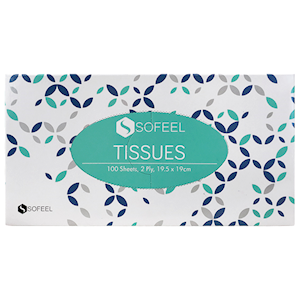 Sofeel Executive Facial Tissues 2-Ply 100 Sheets/Box 48 Boxes/Carton - White x10