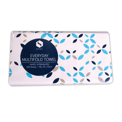 Sofeel Everyday Multifold Towels 1-Ply 23 x 23cm 200 Sheets/Pack 20 Packs/Carton 4000/Carton - White x10